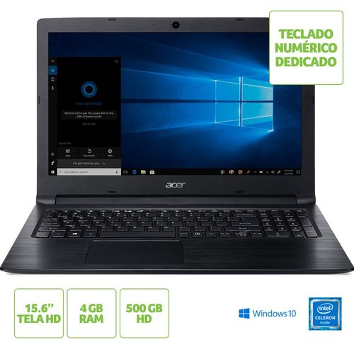 Notebook Acer Aspire 3 A315-33-C39F Intel® Celeron® 4GB RAM 500GB HD 15.6" HD Windows 10 é bom? Vale a pena?