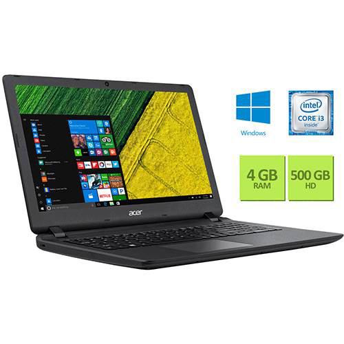 Notebook Acer ES1-572-360J Intel Core I3 4GB 500GB Tela 15.6" Windows 10 - Preto é bom? Vale a pena?
