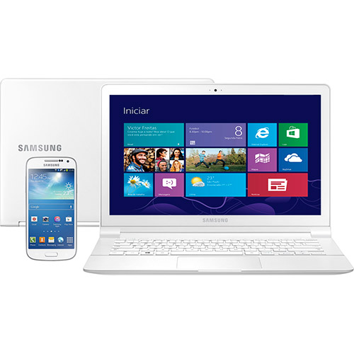 Notebook Ultrafino Samsung ATIV Book 9 Lite Quad Core 4GB 128GB SSD LED 13,3" Branco Windows 8 + Smartphone Samsung Galaxy S4 Mini Duos Dual Chip 8G Branco é bom? Vale a pena?