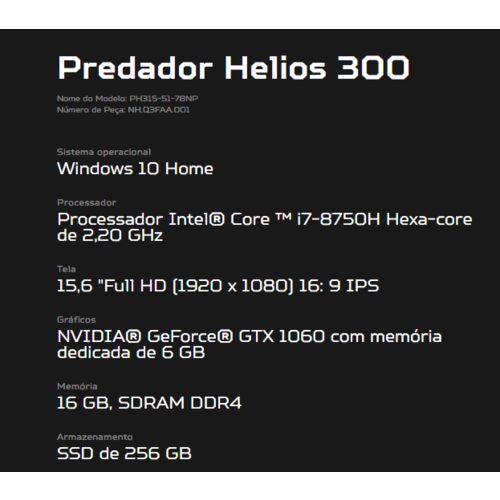 Novo Notebook Acer Predator,intel I7 8ª Geraçao 16gb Ddr4, Ssd 256gb,tela 15,6" 144hz, Gtx 1060 6gb é bom? Vale a pena?