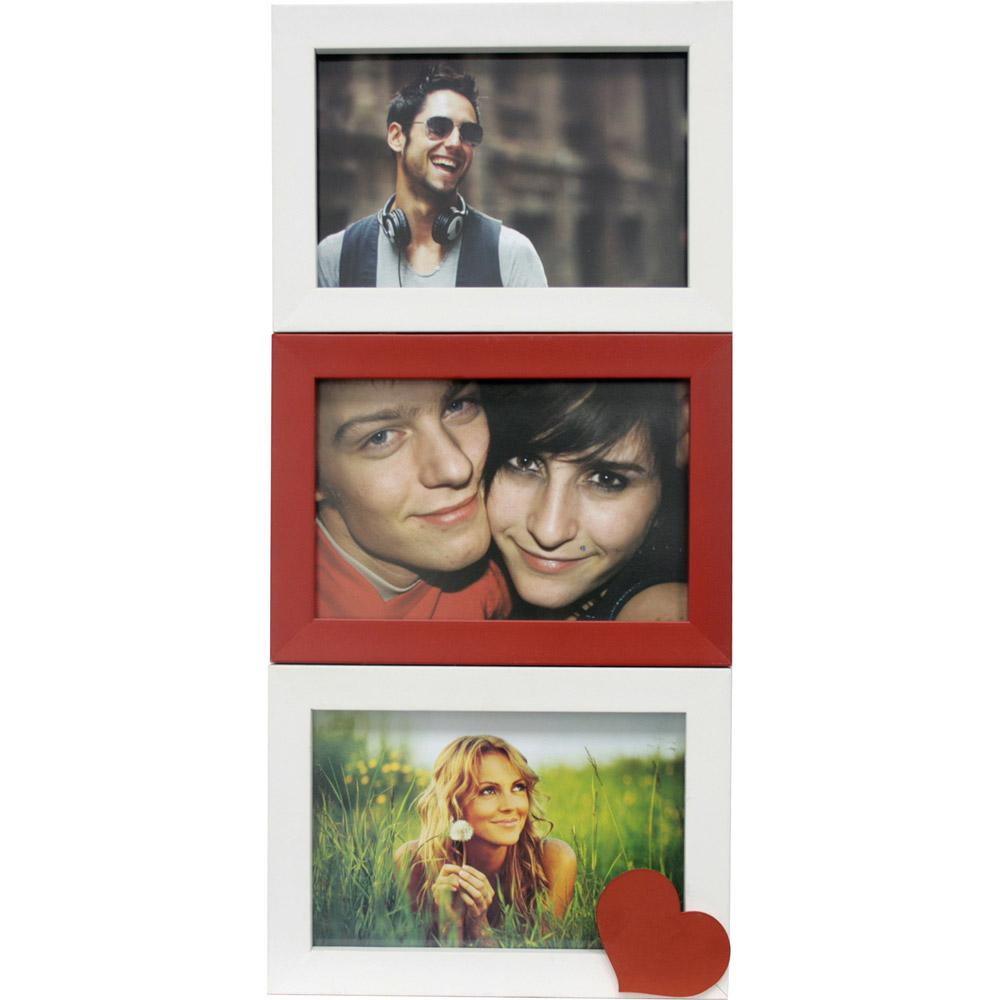 Painel de Fotos Love (36x17x1cm) Branco com Vermelho para 3 Fotos - Kapos é bom? Vale a pena?