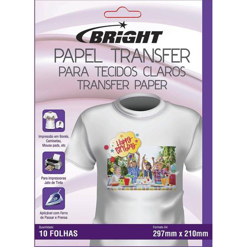 Papel Transfer Ink-Jet P/Tecidos Claros (A4) Bright Pt 10 Un é bom? Vale a pena?