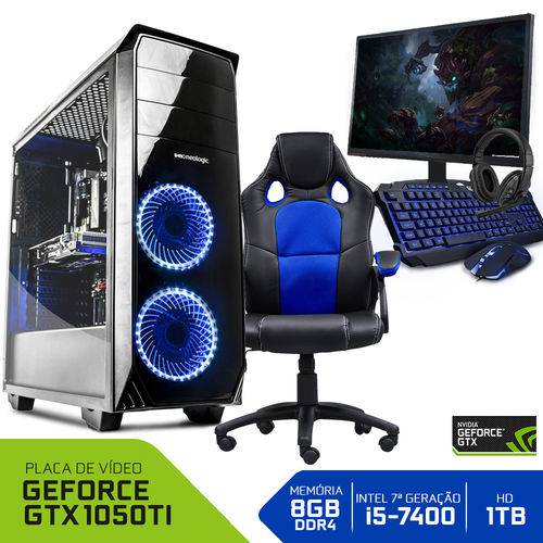 PC Gamer Completo Neologic NLI80955 Intel I5-7400 8GB (GeForce GTX 1050Ti 4GB)1TB + Cadeira Gamer Blue é bom? Vale a pena?