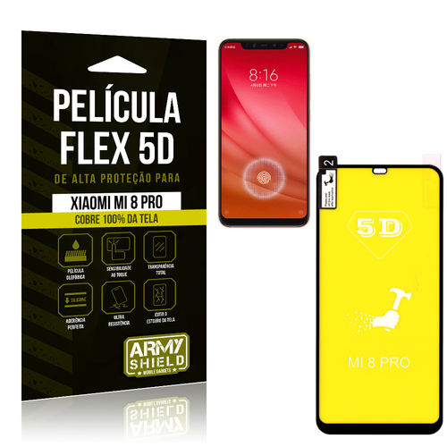 Película Flex 5D Tela Toda Xiaomi Mi 8 Pro Preta - Armyshield é bom? Vale a pena?