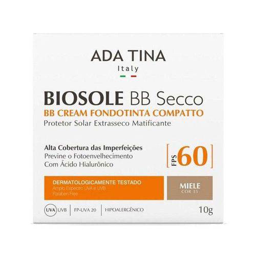 Protetor Solar Ada Tina Biosole BB Compacto Cream Secco FPS60 Cor Miele com 10g é bom? Vale a pena?