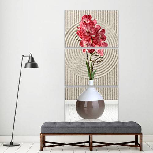 Quadro 120x60cm Vaso Flores Vermelha Orquídeas Decorativo Interiores - Oppen House é bom? Vale a pena?