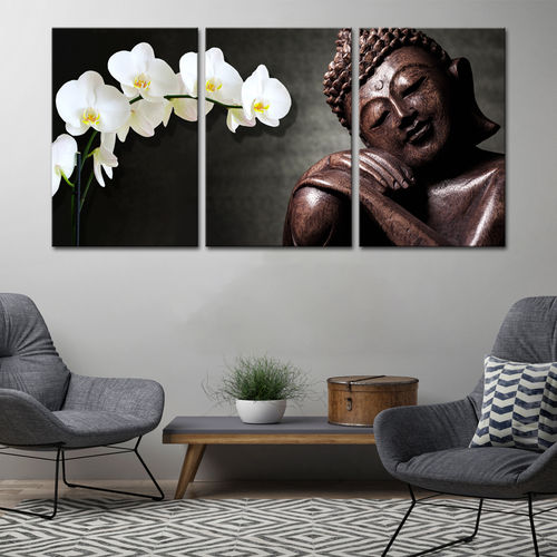 Quadro 60x120cm Buda Madeira Orquídea Branca Flores Decorativo Interiores é bom? Vale a pena?