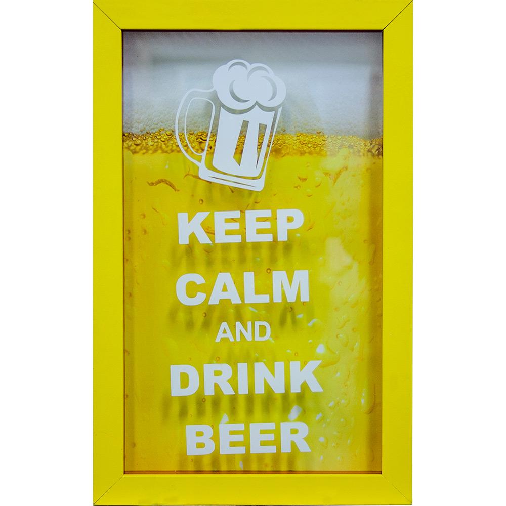 Quadro Keep Calm Beer Porta-Tampinhas Amarelo 17x27x3cm - Kapos é bom? Vale a pena?