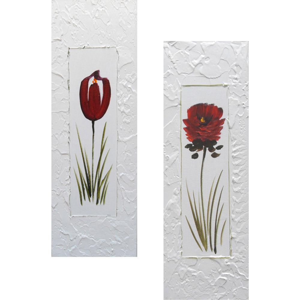 Quadro Par Rosa/Tulipa Artesanal (60x20x6cm) Uniart é bom? Vale a pena?