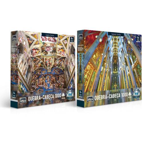 Quebra-cabeça 1000 Peças Capela Sistina/ Sagrada Família 2516 Game Ofice é bom? Vale a pena?