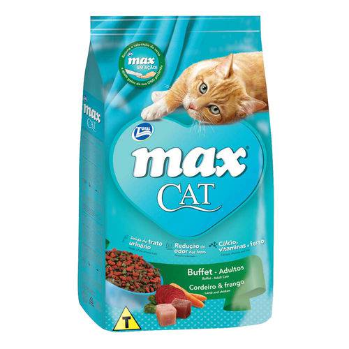 Ração Max Cat Buffet para Gatos Adultos Sabor Cordeiro e Frango - 20kg é bom? Vale a pena?
