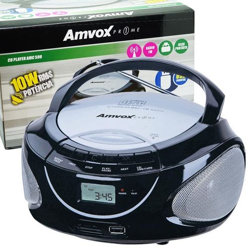 Rádio Portátil Boombox Som Cd Mp3 Player USB Sd Fm Am Bivolt Amvox AMC 590 Preto é bom? Vale a pena?