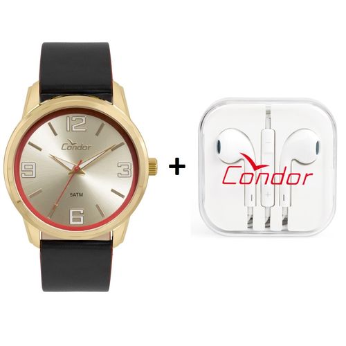 Relógio Condor Masculino Couro Dourado com Fone de Ouvido - Co2035kwv/k2d é bom? Vale a pena?