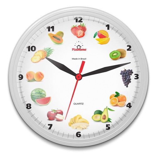 Relógio de Parede Redondo Omega Branco Frutas é bom? Vale a pena?