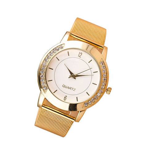 Relógio de Pulso Feminino Aço Inoxidável Dourado Cristal é bom? Vale a pena?
