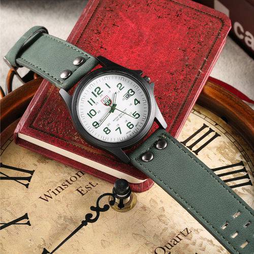 Relógio de Pulso Soki Quartzo Esportivo Couro Branco/Verde é bom? Vale a pena?