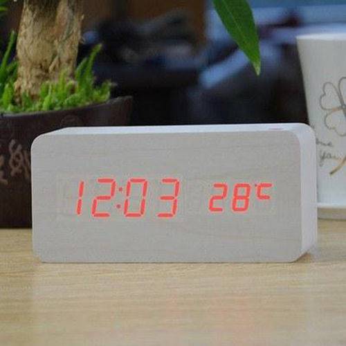 Relógio Despertador Mesa Digital Tipo Madeira com Sound Control 1299-branco é bom? Vale a pena?