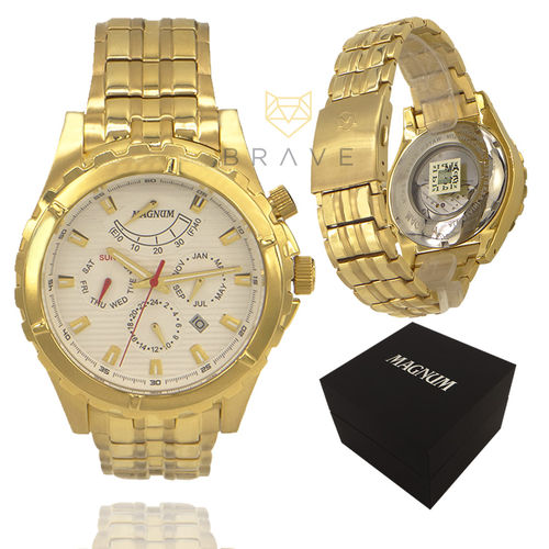 Relógio Magnum Automático Masculino Dourado Ouro 2 Anos de Garantia MA33988H é bom? Vale a pena?