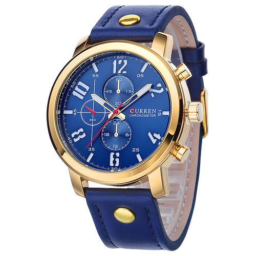 Relógio Masculino Curren 8192 Azul Dourado Pulseira de Couro é bom? Vale a pena?