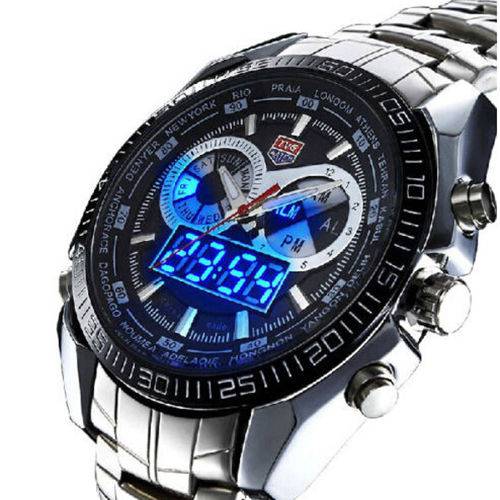 Relógio Masculino de Pulso Quartzo Aço Tvg de Azul Digital é bom? Vale a pena?
