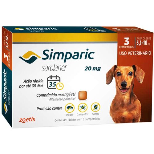 Antipulgas Simparic 20 Mg Cães 5,1 a 10 Kg - 3 Comprimidos é bom? Vale a pena?