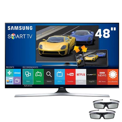 Smart TV 3D LED 48" Full HD Samsung 48J6400 com Connect Share Movie, Screen Mirroring, Quad Core, Wi-Fi e 2 Óculos 3D - Smart TV 3D LED 48" Full HD Samsung 48J6400 é bom? Vale a pena?