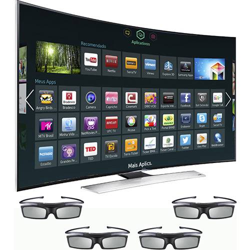 Smart TV 3D LED 65" Samsung Curva HU9000 Ultra HD 4K 4 HDMI 3 USB 1440Hz + 4 Óculos 3D é bom? Vale a pena?