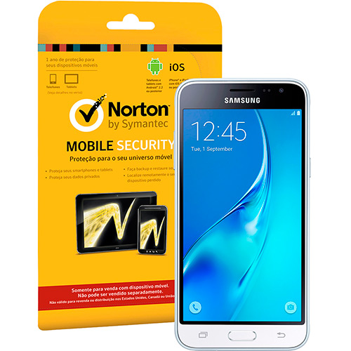 Smartphone Galaxy J3 2016 - Branco + Norton Mobile Security 3.0 Br 1 User Attach Card é bom? Vale a pena?