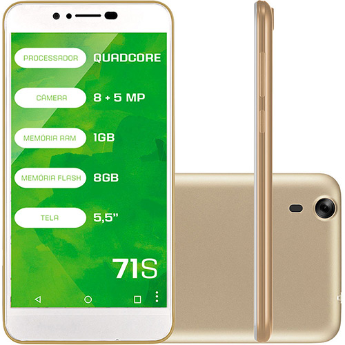 Smartphone Mirage 71s Dual Chip Android 5.1 Tela 5.5" Quad Core 8GB 3G Wi-Fi Câmera 8MP - Dourado é bom? Vale a pena?