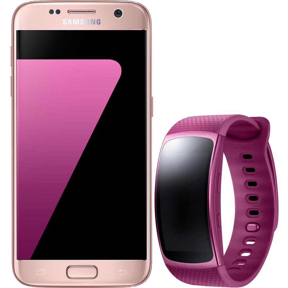 Smartphone Samsung Galaxy S7 Android 6.0 Tela 5.1" 32GB Wi-Fi 4G Câmera 12MP - Rosé + Smartwatch Samsung Gear Fit 2 Pulseira P Rosa é bom? Vale a pena?