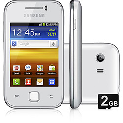 Smartphone Samsung Galaxy Y Desbloqueado Vivo, Branco - Android 2.3, Processador 832MHz, Tela 3", Câmera de 2MP, 3G, Wi-Fi, Memória Interna 150MB e Cartão 2GB é bom? Vale a pena?