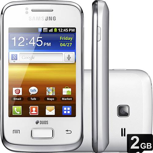 Smartphone Samsung Galaxy Y Duos Dual Chip Branco, Tela Touch 3", Android, 3G, Wi-Fi, GPS, Câmera de 3MP, MP3 Player, Rádio FM e Cartão de 2GB é bom? Vale a pena?
