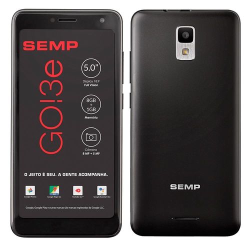 Smartphone Semp Go! 3e, Preto, Tela 5", 3g+Wi-Fi, Android, Câm Traseira 8mp e Frontal 5mp, 8gb é bom? Vale a pena?