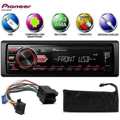 Som Automotivo Radio Mp3 para Carro Pioneer Mvh-98ub USB Aux é bom? Vale a pena?