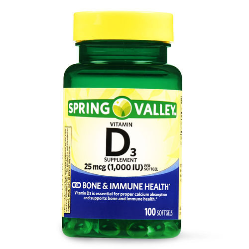 Suplemento Vitamina D3 25 Mcg (1,000 IU) Spring Valley 100 SoftGels Importado é bom? Vale a pena?