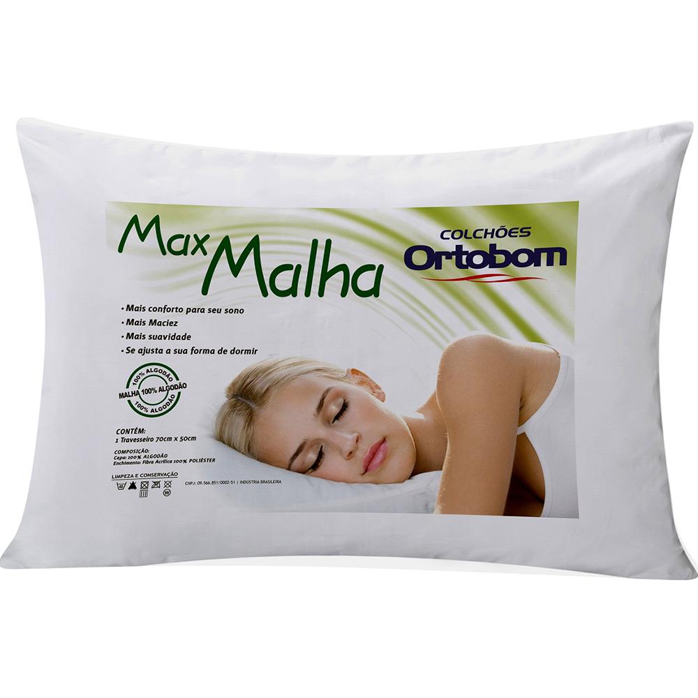 Travesseiro Max Malha 100 Algodão 50x70cm Ortobom é bom