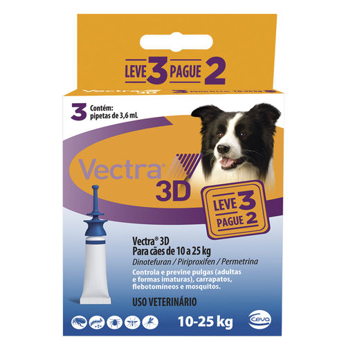 Vectra 3D para Cães de 10 a 25 Kg 3,6 ML - Leve 3 Pague 2 é bom? Vale a pena?