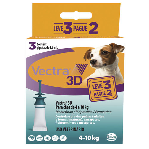 Vectra 3D para Cães de 4 a 10 Kg 1,6 ML - Leve 3 Pague é bom? Vale a pena?