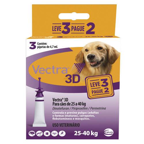 Vectra 3D para Cães de 25 a 40 Kg 4,7 ML - Leve 3 Pague 2 é bom? Vale a pena?