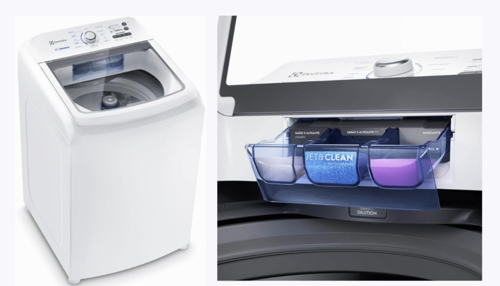 Máquina de Lavar Electrolux 15kg Branca Essential Care com Cesto Inox e Jet&Clean (LED15) - 127V