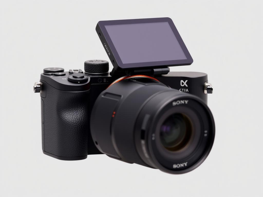 Câmera fotográfica profissional Sony Alpha 6400 com lente intercambiável e tela articulada Câmera fotográfica profissional Sony Alpha 6400 com lente intercambiável e tela articulada
