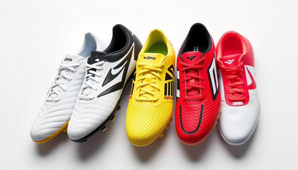 Comparação visual das cinco chuteiras society analisadas