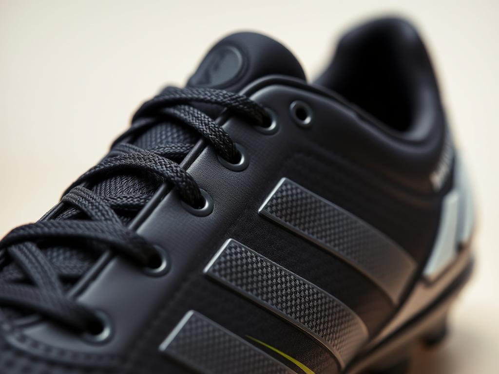 Detalhe do material sintético de uma chuteira society