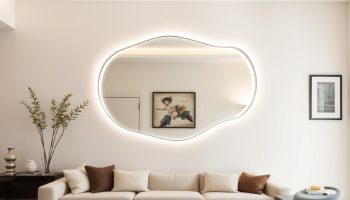 Espelho Orgânico Grande com LED: Elegância e Funcionalidade